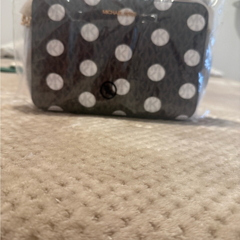 Michael Kors Charcoal Crossbody Bag with Polka Dot Pattern